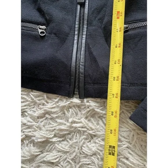 Mackage Blazer Jacket Black Large Zip Up Perforated Lamb Leather Trim